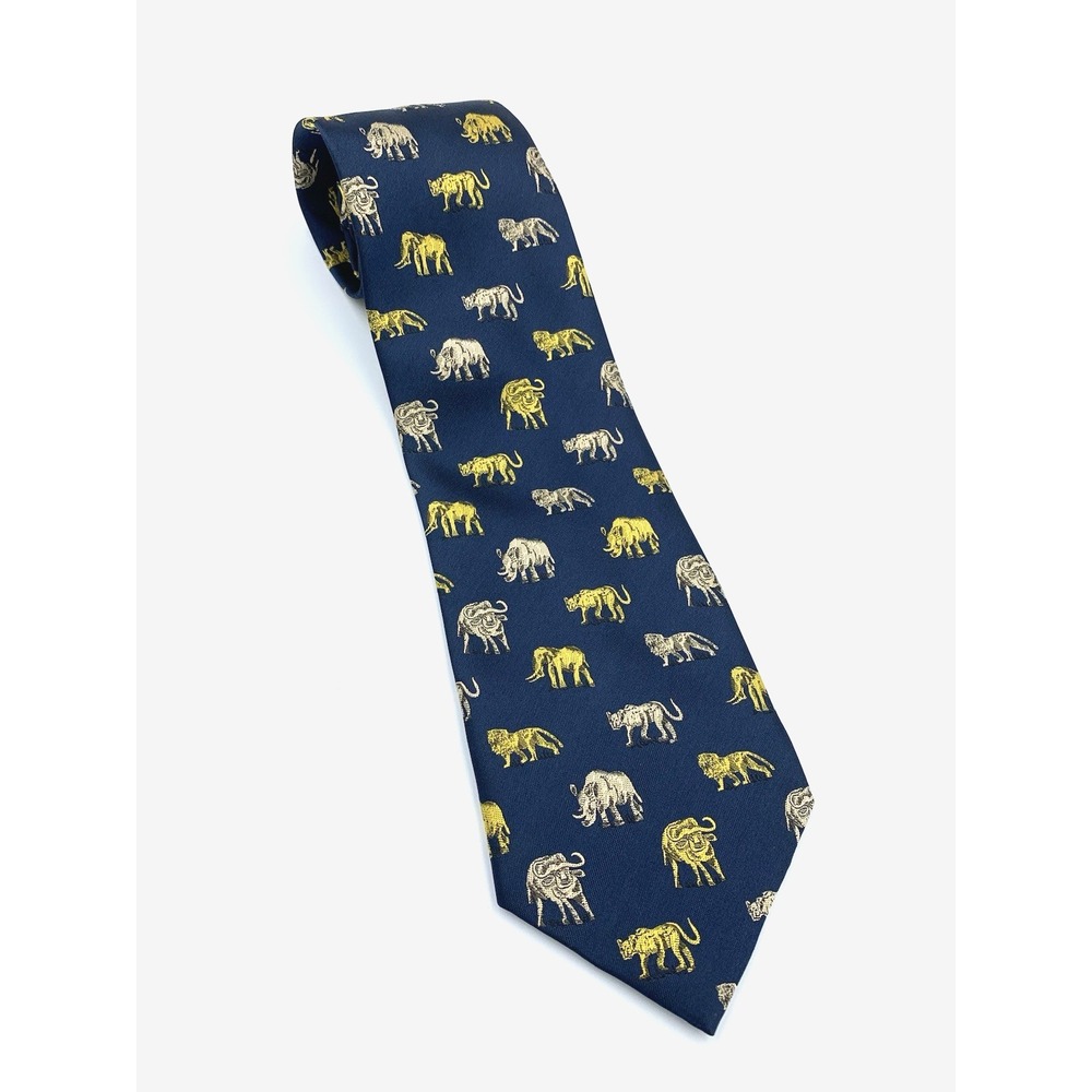 Handmade African Big Five Animal Woven Polyester Mens Tie - Out of Africa - 57.5